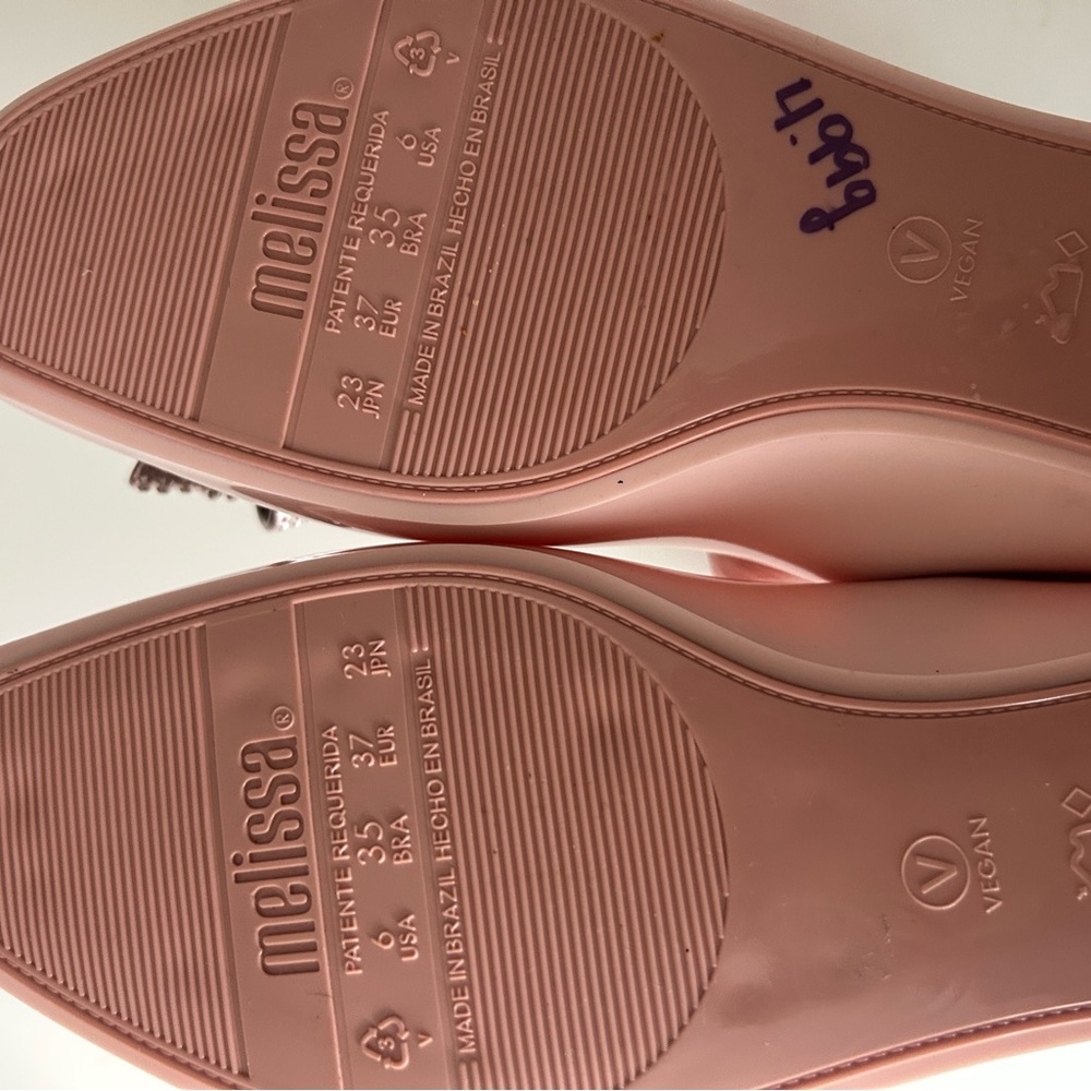 Melissa Aura II pink rose ballet flats with bow 6 - Picture 6 of 6